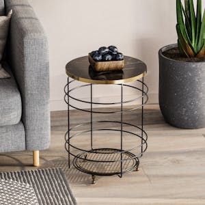 Table d’appoint porte-plante – finition noir et doré SFAX